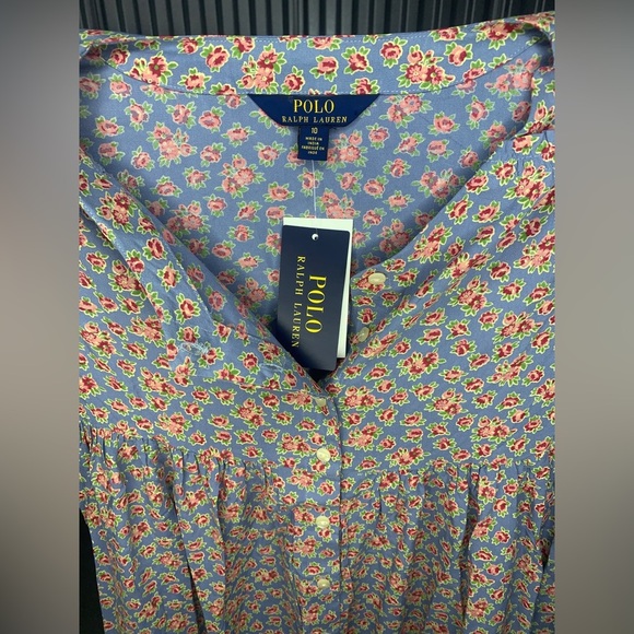 Girls Polo by Ralph Lauren NWT Blue Floral Casual Dress Sizes 6,7,10,12,15,& 16 - Picture 7 of 9